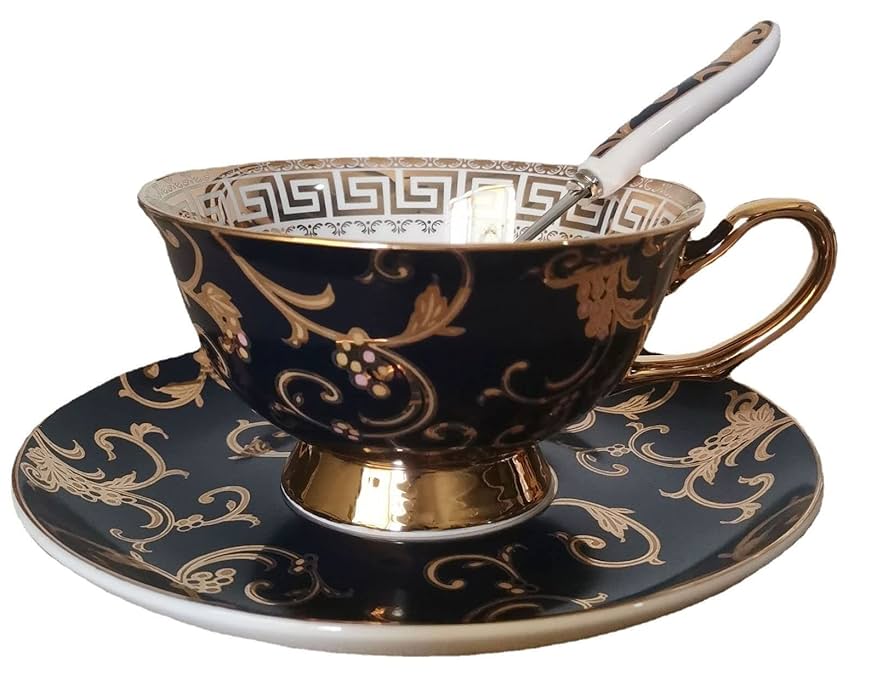 Amazon.com | YBK Tech Euro Style Bone China Cup& Saucer Set